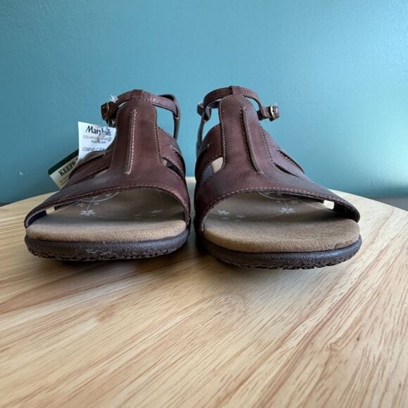 Women’s Merrell Viola Sandal 10 Leather Brown T Strap Vibram Wedge J46258 - Picture 5 of 11